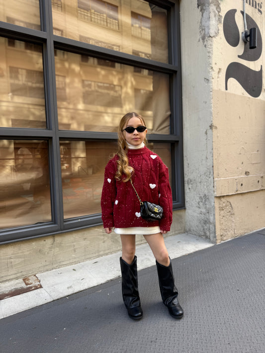 Heart knitted sweater